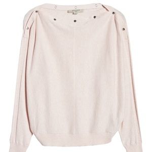All Saints Elle Boatneck Snap-Detail Sweater-Pink